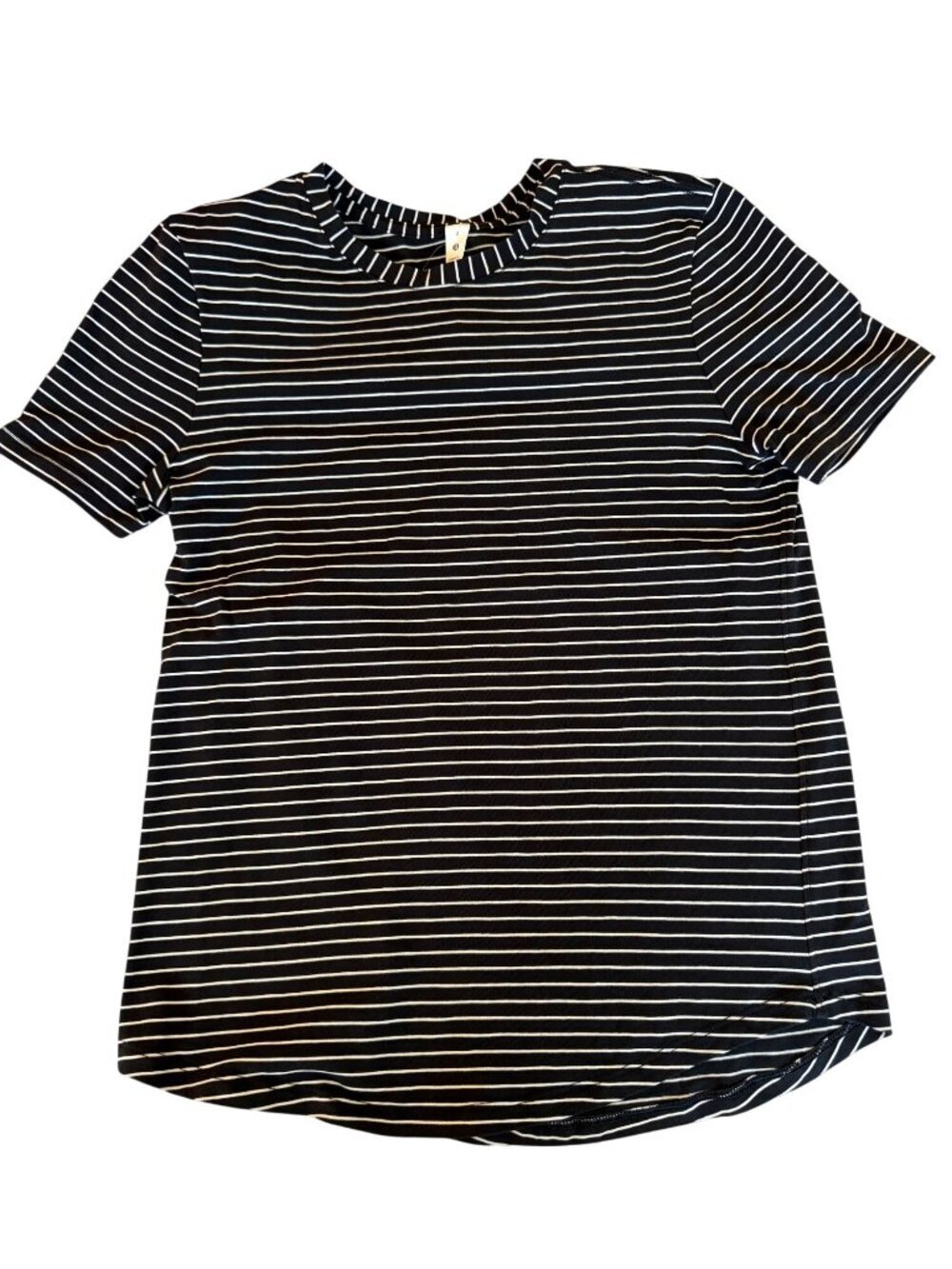 Lululemon Womens Curved Hem Shirt Size 2 Striped Crewneck Short Sleeve Athletic